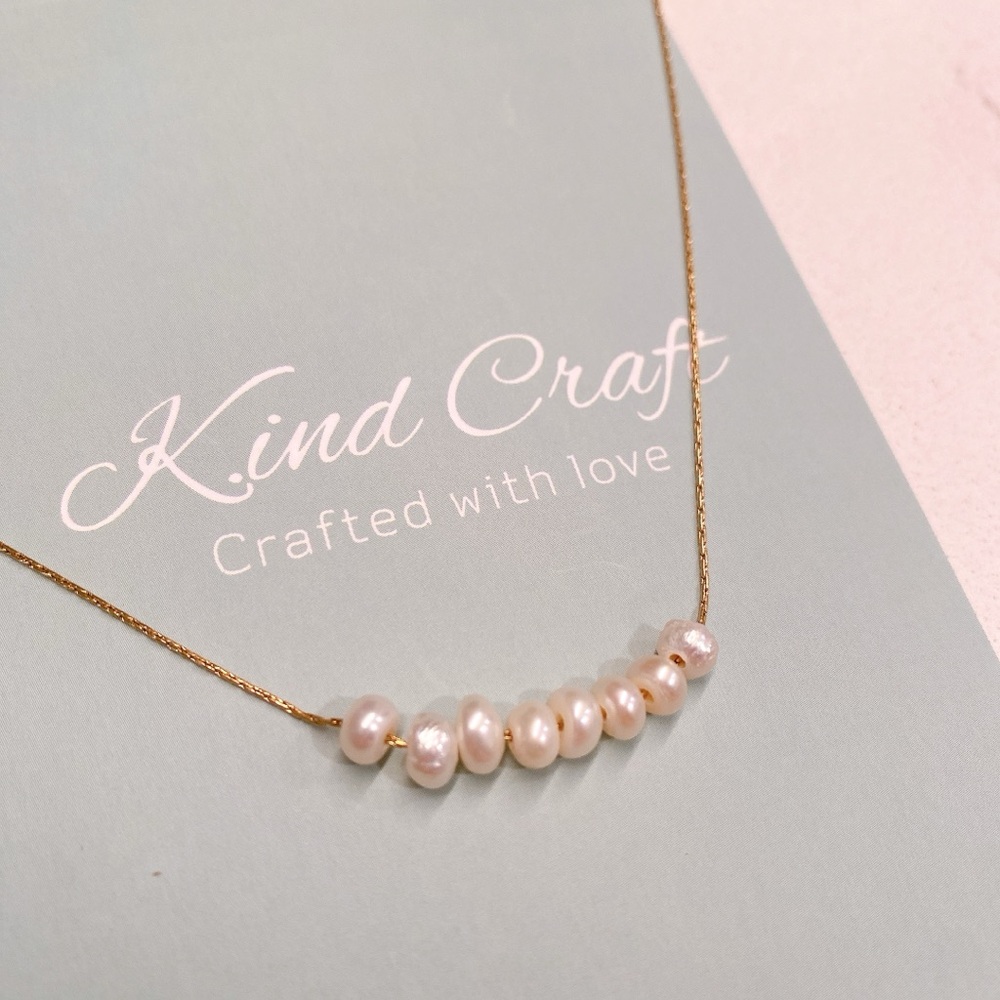 Vermeil Natural Pearl Necklace gold plated stainless steel - Picture 11 of 15
